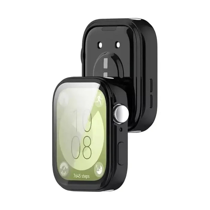 Black Habicare protective case for Huawei Watch Fit 3, designed to shield the watch with durable, snug-fitting cover.