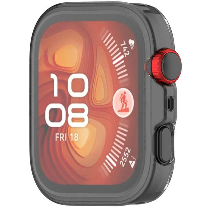 Transparent protective case for Huawei Watch Fit 4 Pro with screen protector, designed to shield the smartwatch from scratches and impacts.