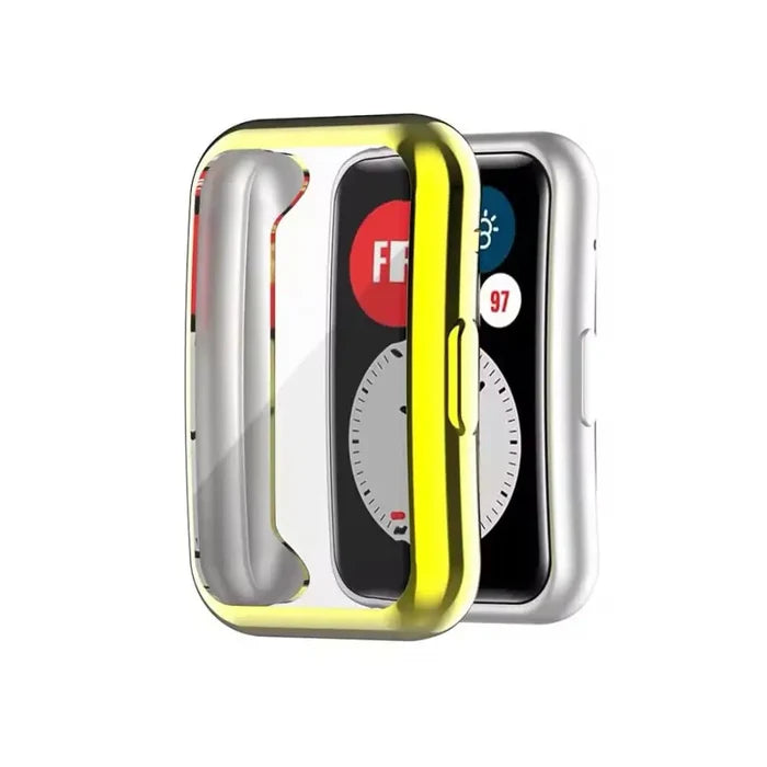 Gold protective case for Huawei Watch Fit by Habicare, showcasing a sleek, fitted design for watch protection.