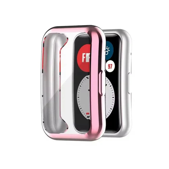 Pink Habicare protective case for Huawei Watch Fit, providing secure coverage and stylish protection for the smartwatch.