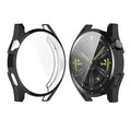 Black Habicare protective case for Huawei Watch GT 46mm, showing the sleek, durable cover fitting snugly around the watch.