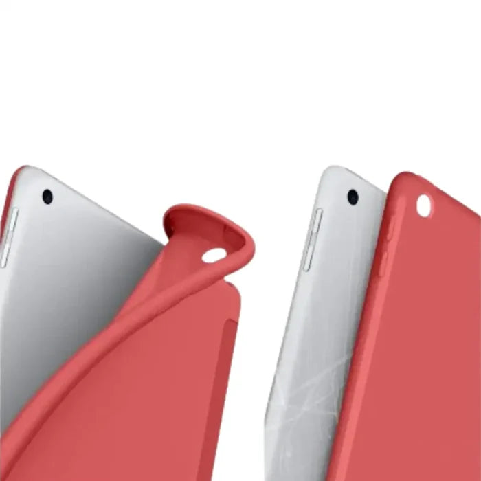 Red protective case for iPad Series by 9eight5 from Habicare, showcasing durable cover with precise cutouts and vibrant color.