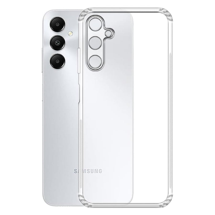Clear protective case and screen protector for Samsung Galaxy A05s by 9eight5, showing the transparent design on the phone.