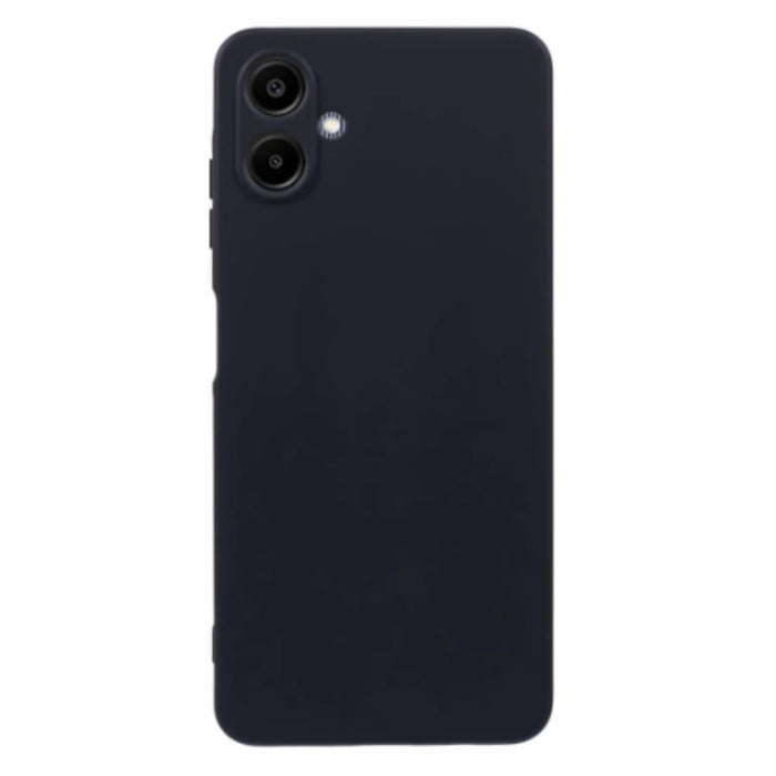 Black protective screen case for Samsung Galaxy A06 by 9eight5, showing the sleek design and secure fit on the device.