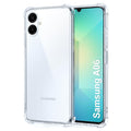 Clear protective case for Samsung Galaxy A06 by 9eight5, showcasing the slim, transparent design and precise cutouts for screen and ports.