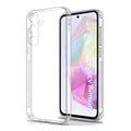 Clear protective case for Samsung Galaxy A35 5G with built-in screen protector by 9eight5, showcasing slim, transparent design.