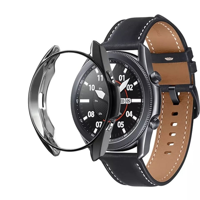 Black protective case for Samsung Galaxy Watch 3 41mm, designed to shield and enhance the watch’s appearance.