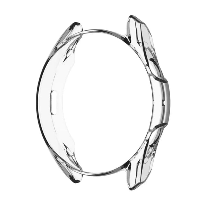 Clear protective case for Samsung Galaxy Watch 3 45mm, made by That Watch Shop, shown on a smartwatch.
