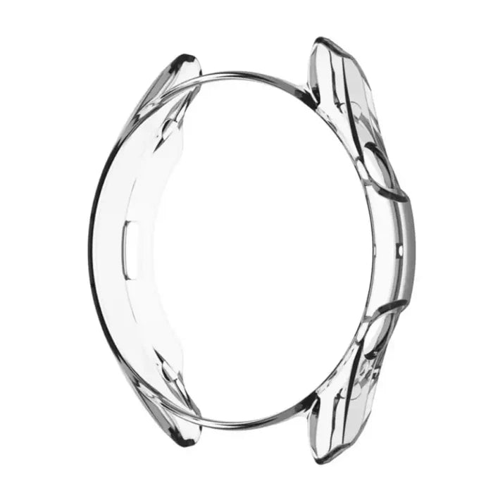 Clear protective case for Samsung Galaxy Watch 3 45mm by Habicare, showcasing the sleek, transparent design fitted on the watch.