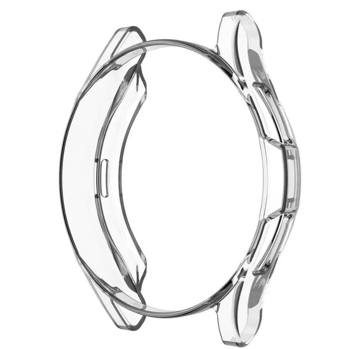 Clear protective case for Samsung Galaxy Watch 4 40mm, fits snugly around the watch, showcasing its sleek design.
