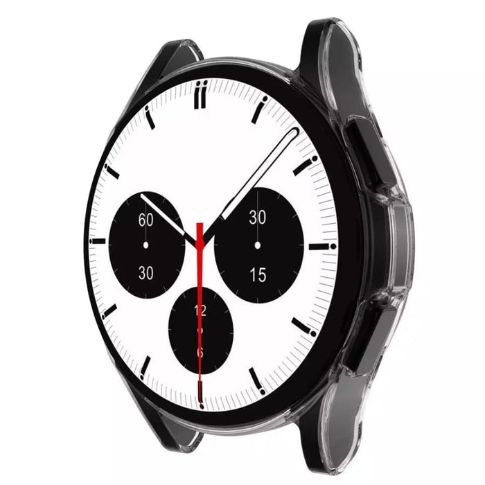 Clear protective case for Samsung Galaxy Watch 4 Classic 46mm, designed to safeguard the watch while showcasing its design.
