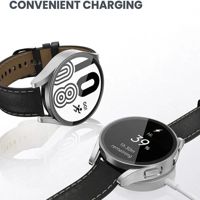 Clear protective case for Samsung Galaxy Watch 4 Classic 46mm by Habicare, showcasing the watch with a transparent cover.