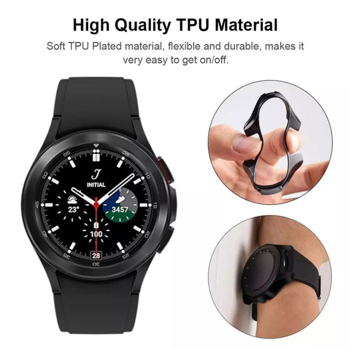 Black protective case for Samsung Galaxy Watch 42mm, designed by That Watch Shop, fitting snugly around the watch.