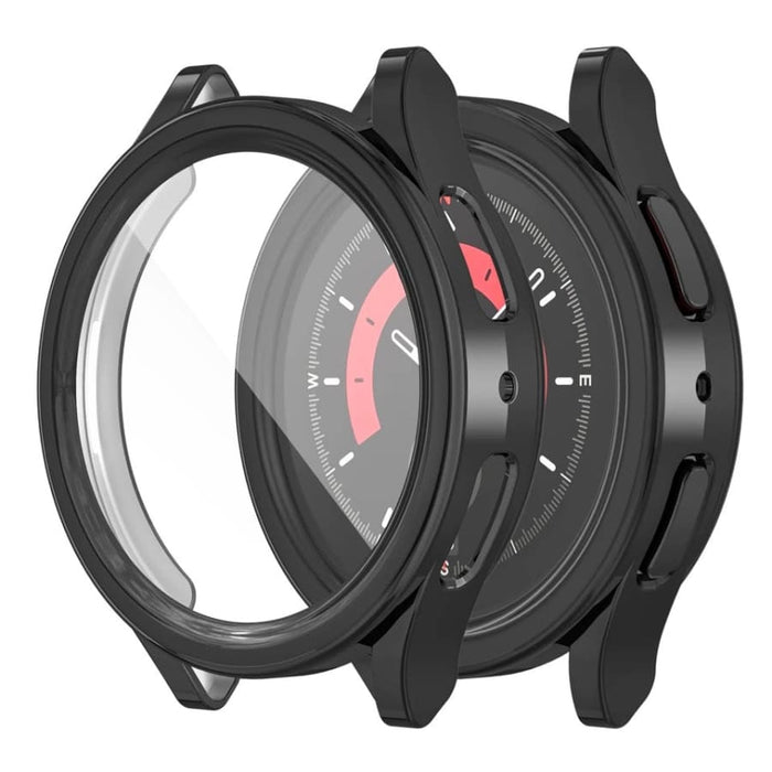 Black protective case for Samsung Galaxy Watch 5 Pro 45mm, designed to shield the smartwatch from scratches and impacts.