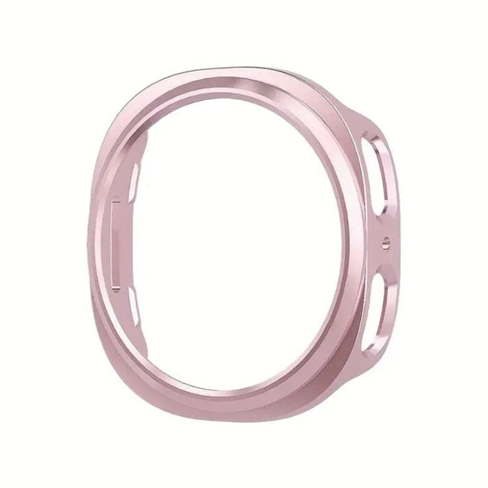 Pink protective case for Samsung Galaxy Watch 8 44mm, metal screen protector with rose gold color, designed for watch safety.