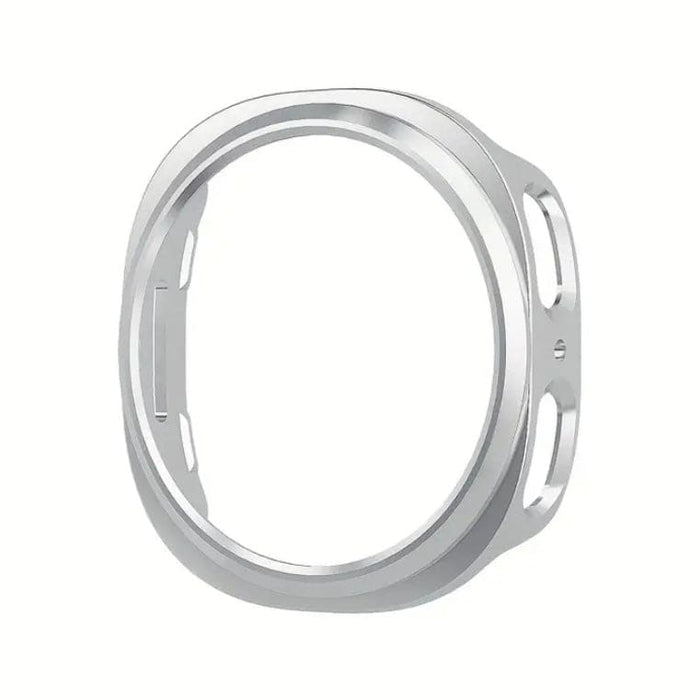 Silver protective case for Samsung Galaxy Watch 8 (44mm) with screen protector, designed to shield and enhance the watch's durability.