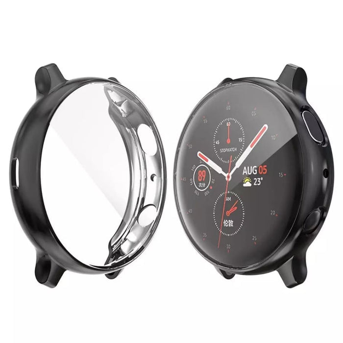 Black protective case for Samsung Galaxy Watch Active 2 40mm, designed to shield and enhance the watch’s appearance.