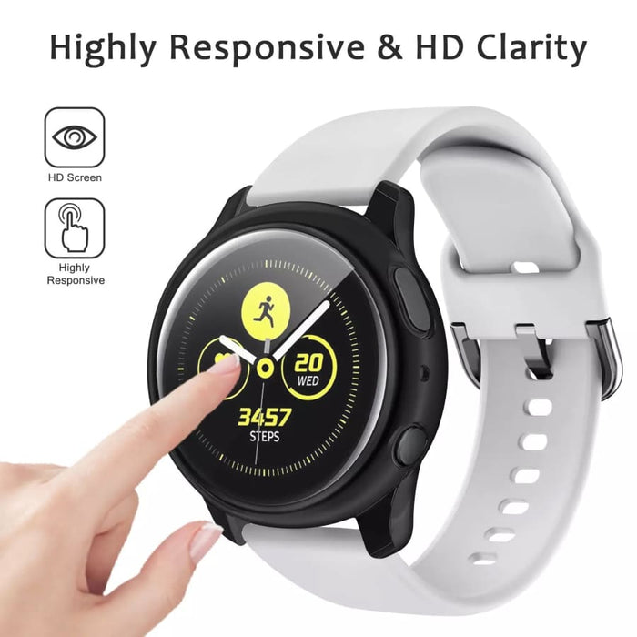 Black protective watch case for Samsung Galaxy Watch Active 2 40mm, designed to shield and personalize your smartwatch.