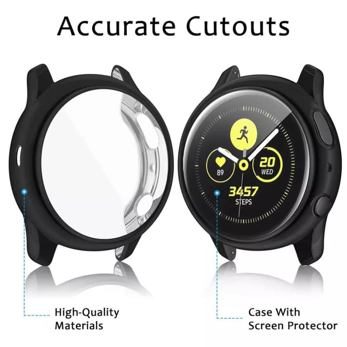 Black protective case for Samsung Galaxy Watch Active 2 44mm, designed to shield the smartwatch screen and body.