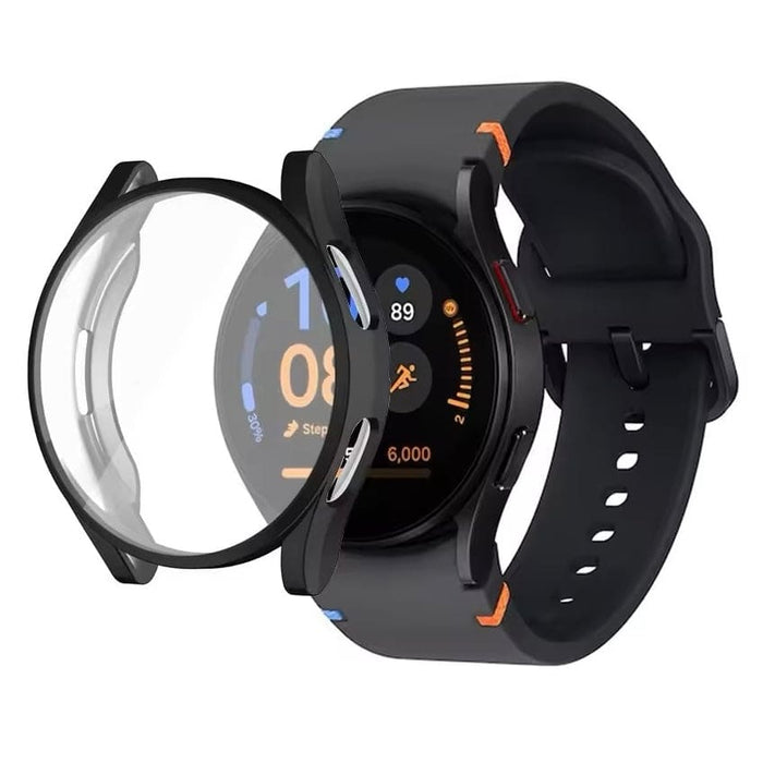 Black protective case for Samsung Galaxy Watch FE 40mm, designed to safeguard the smartwatch with a sleek fit.