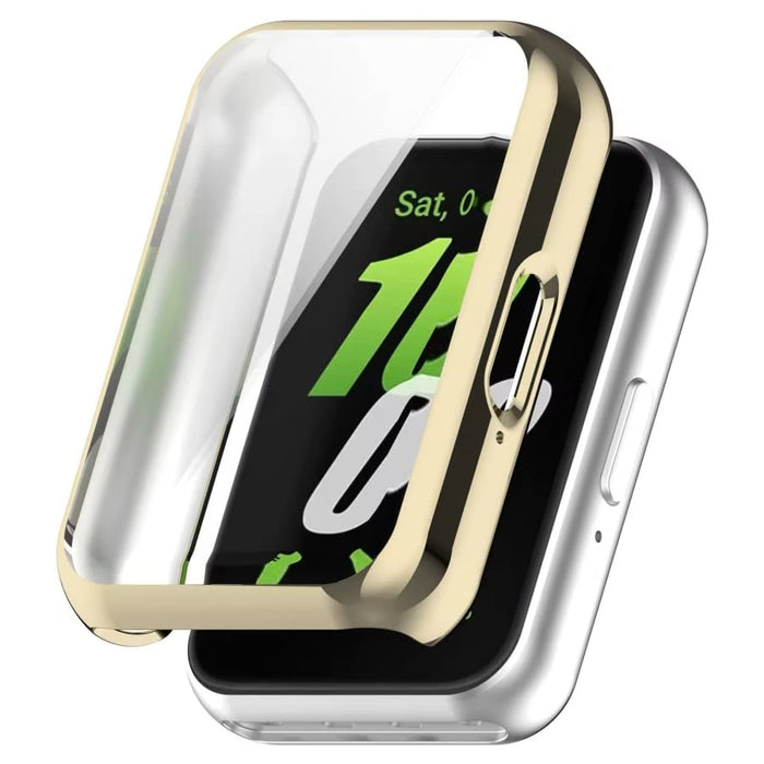 Gold protective case for Samsung Galaxy Watch Fit 3, designed to safeguard the smartwatch from scratches and impacts.