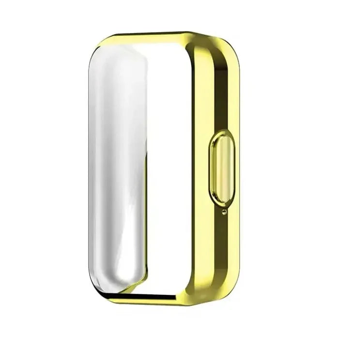 Habicare gold protective case for Samsung Galaxy Watch Fit 3, showcasing the stylish watch case with a smooth finish.