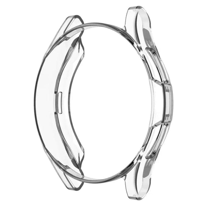 Clear protective case for Samsung Galaxy Watch Gear S2, designed to shield the watch while showcasing its design.