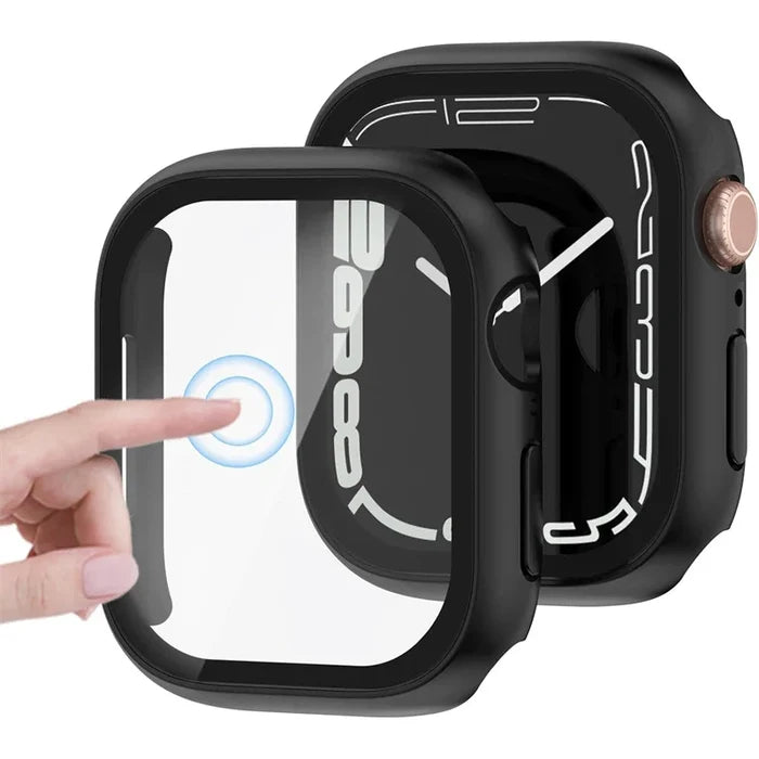 Habicare TWS protective case for Apple Watch Series 7, 8, 9 45mm, showing clear, durable cover on the smartwatch.