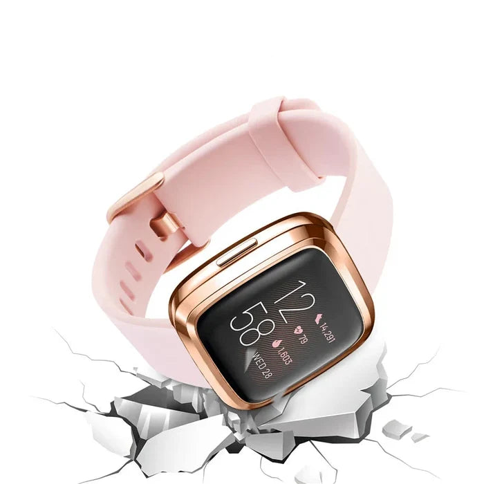 Habicare protective case for Fitbit Sense TWS smartwatch, clear silicone cover with precise cutouts for buttons and sensors.