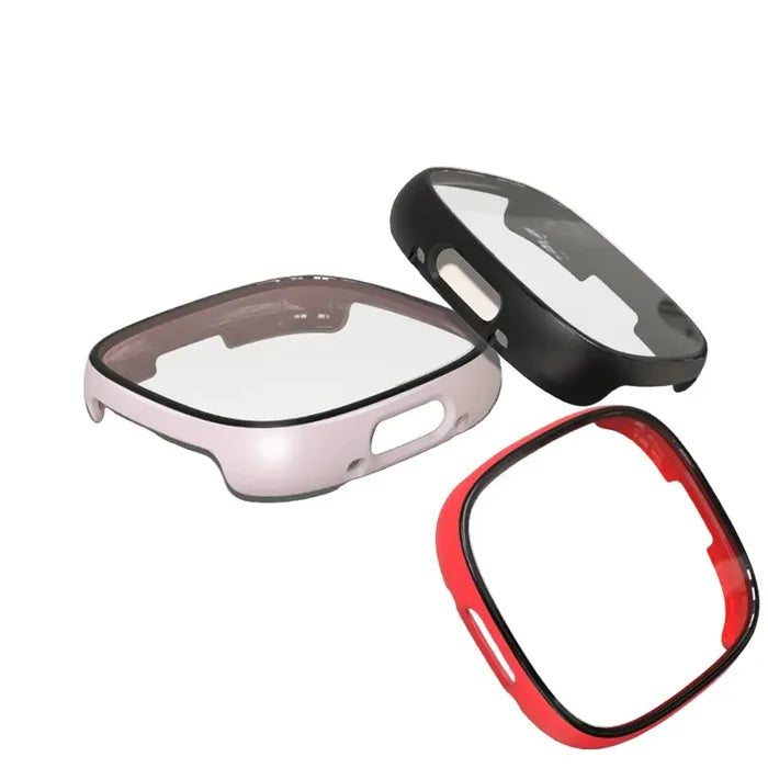 Habicare TWS protective case for Fitbit Versa 4, clear silicone cover with precise cutouts for screen and buttons.