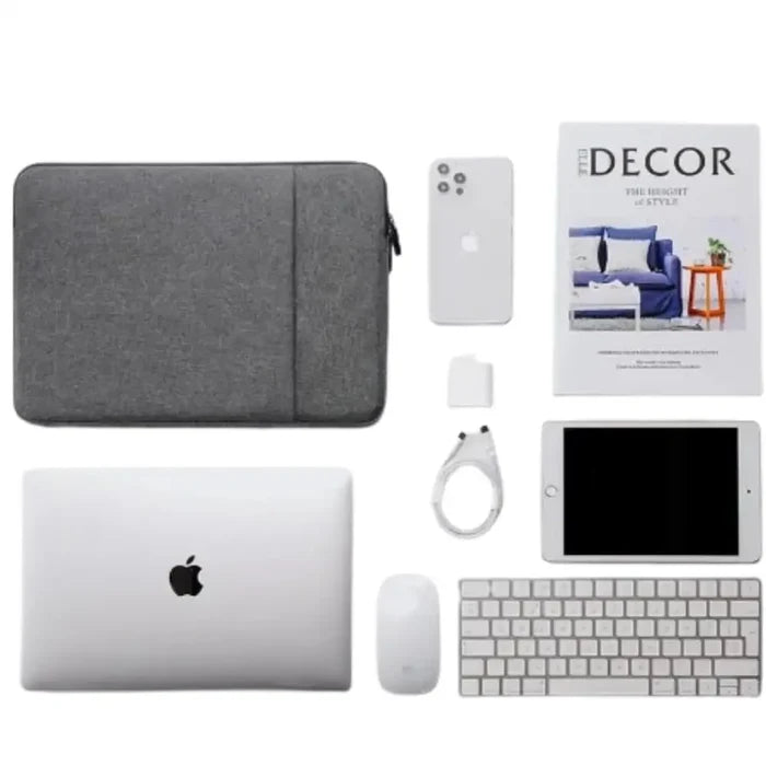 Habicare 9eight5 protective laptop sleeve for MacBook, soft padded case with sleek design and secure zipper closure.