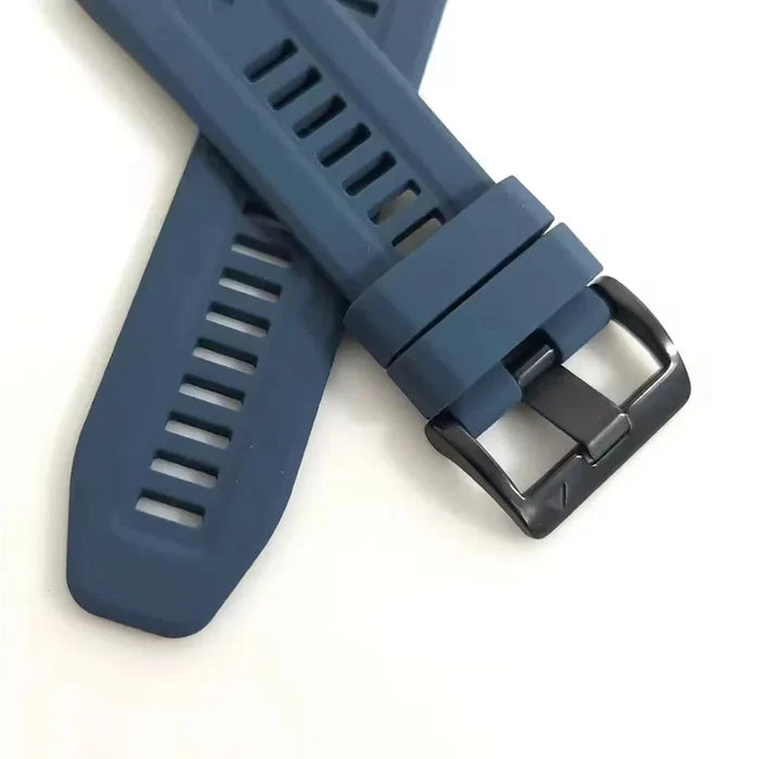 Habicare Quickfit silicone strap for Garmin watch series, TWS model, in multiple colors, shown on a smartwatch.