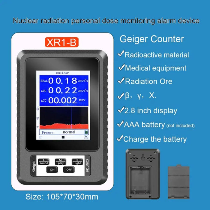 9eight5 Radiation Detector Geiger Counter XR1 for real-time mean cumulative radiation measurement, handheld tools and kits.
