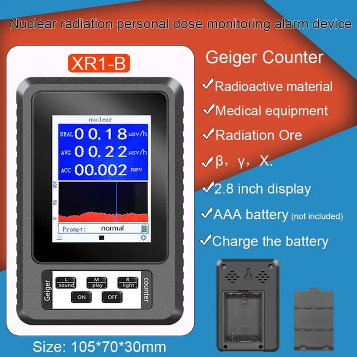 9eight5 Radiation Detector Geiger Counter XR1 for real-time mean cumulative radiation measurement, handheld tools and kits.