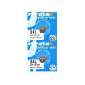 Two Renata 341 SR714SW watch batteries, small silver button cell batteries for watches, displayed in a close-up image.