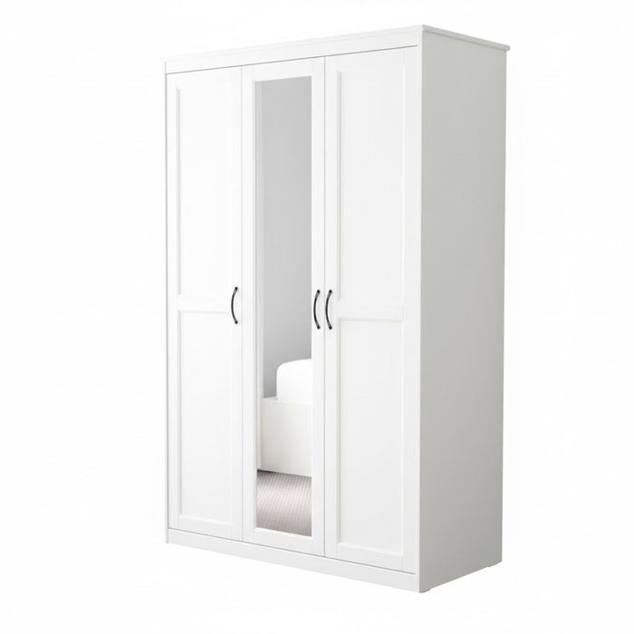 Roman 3-door wardrobe with mirror by sue-e furniture, featuring sleek wood finish and mirrored doors for modern bedroom storage.