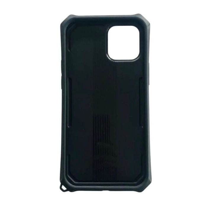 Black Rugged Armor case for iPhone 12 Pro Max (6.7”) by 9eight5, showing durable protective design and textured surface.