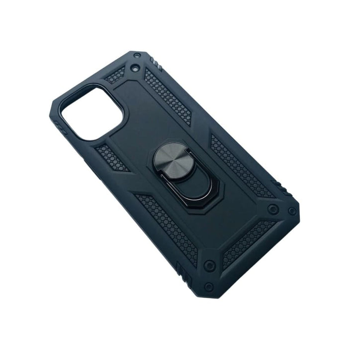 Black Rugged Armor phone case for iPhone 12 Pro Max (6.7”) by 9eight5, showing durable protective design on a white background.