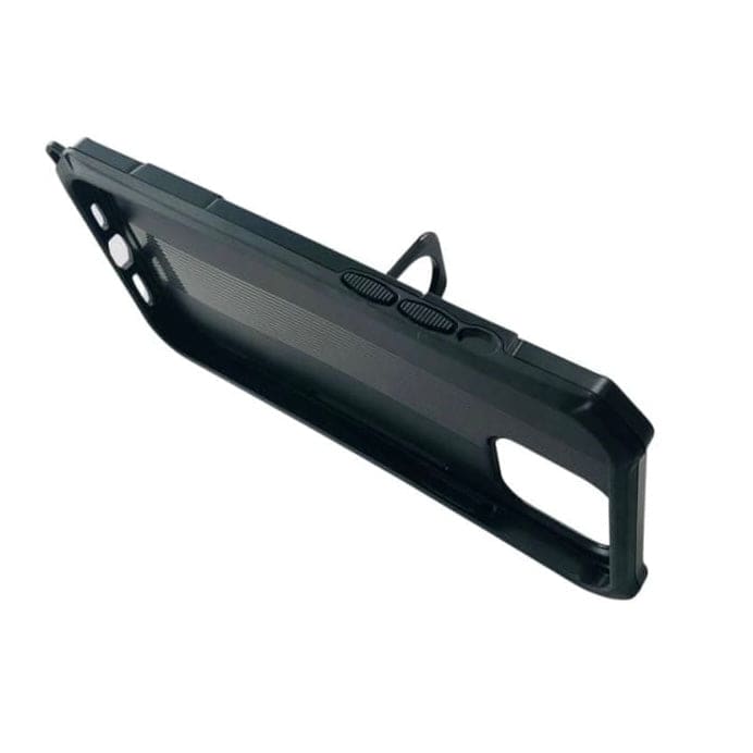 Black Rugged Armor case for iPhone 12 Pro Max 6.7-inch by 9eight5, showing durable protective design and textured surface.