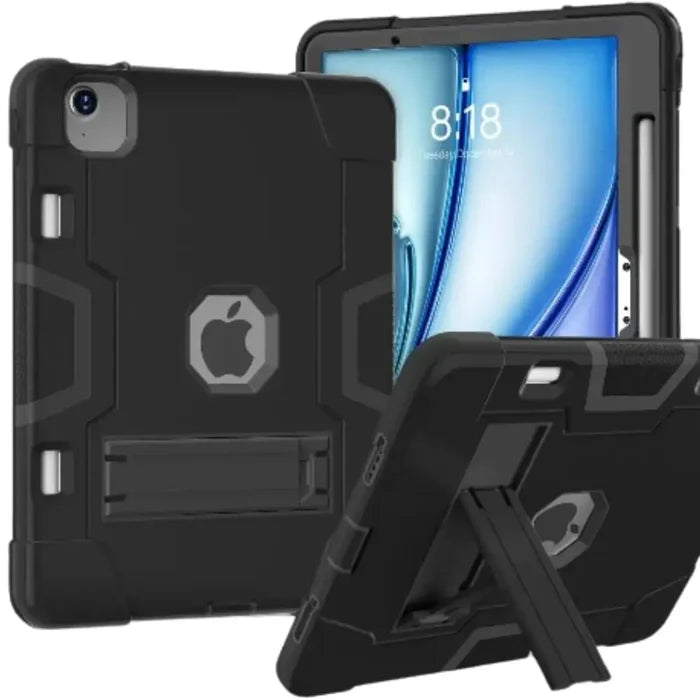 Black 9eight5 Rugged Case for iPad Series by Habicare with protective design and textured surface for durability.
