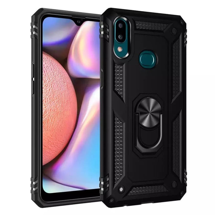 Black Rugged Case for Samsung Galaxy A10s by 9eight5, protective phone case with textured grip and reinforced corners.