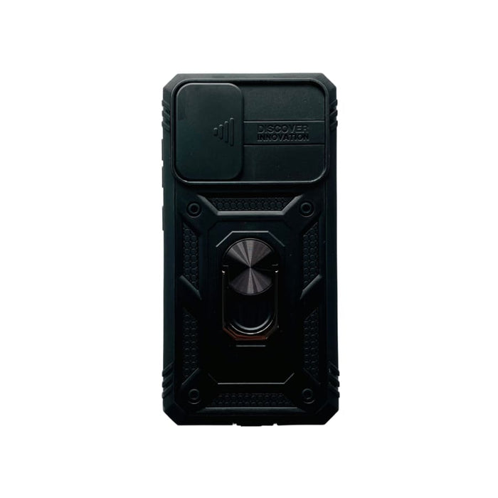 Rugged 9eight5 phone case for Samsung Galaxy S21 FE, black protective cover with textured grip and reinforced edges.
