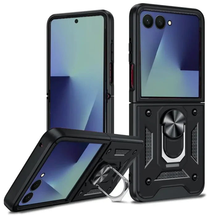 Habicare 9eight5 rugged military-grade cover for Samsung Galaxy Z Flip7 in multiple colors, showcasing durable protection design.