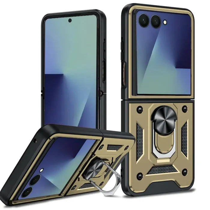 Habicare 9eight5 rugged military-grade cover for Samsung Galaxy Z Flip7, available in 7 colors, showing the protective phone case.