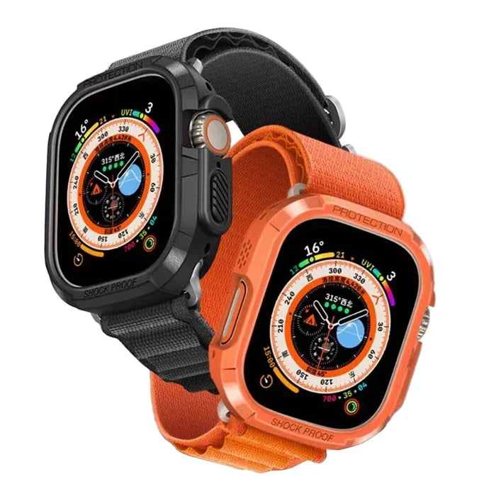 Habicare Rugged TWS watch case for Apple Watch 42mm, 44mm, and 45mm series, with a durable protective design.