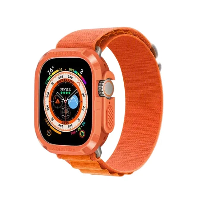 Habicare Rugged TWS Watch Case for Apple Watch 42mm, 44mm, and 45mm Series, protective and durable in black.