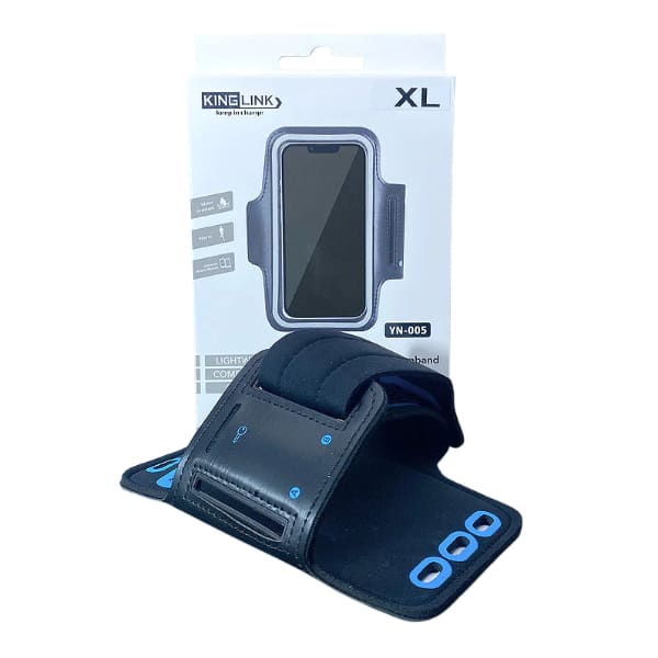 9eight5 Kinglink running armband for phone cases, adjustable strap and secure fit for outdoor jogging and exercise.