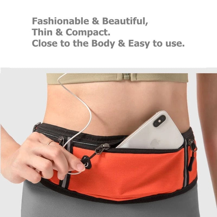 Black 9eight5 running waist bag for apparel and clothing, 45cm x 11cm, designed for comfortable outdoor activity storage.