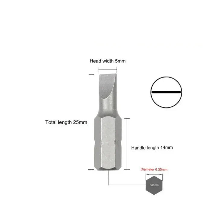 Habicare S2 Steel Slotted Screwdriver Bits Set with 1/4" shank, featuring six different types for versatile screw driving tasks.
