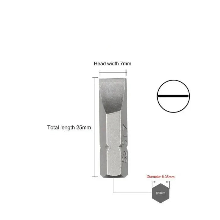 Habicare S2 Steel Slotted Screwdriver Bits Set with 1/4" shank, featuring six different types for versatile use.